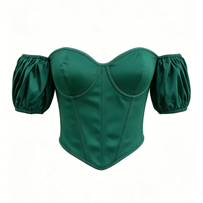 Boning Corset Steel - Haut corset sexy en satin vert