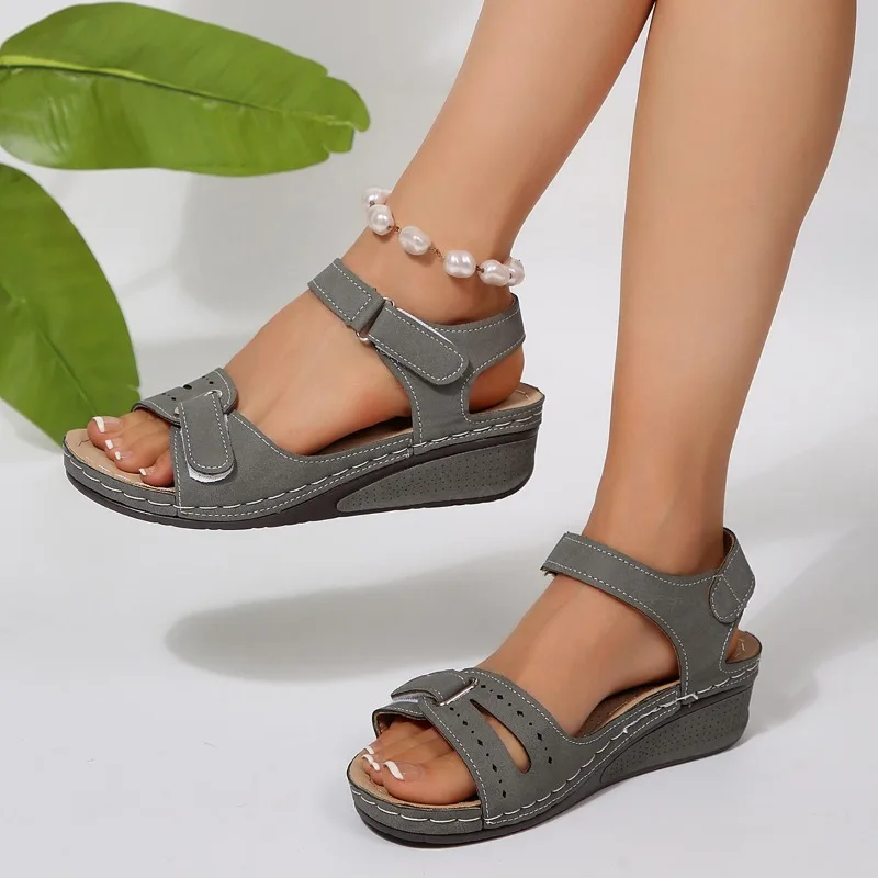 Sandales compensées pour femme - Velcro Hook Loop avis et prix