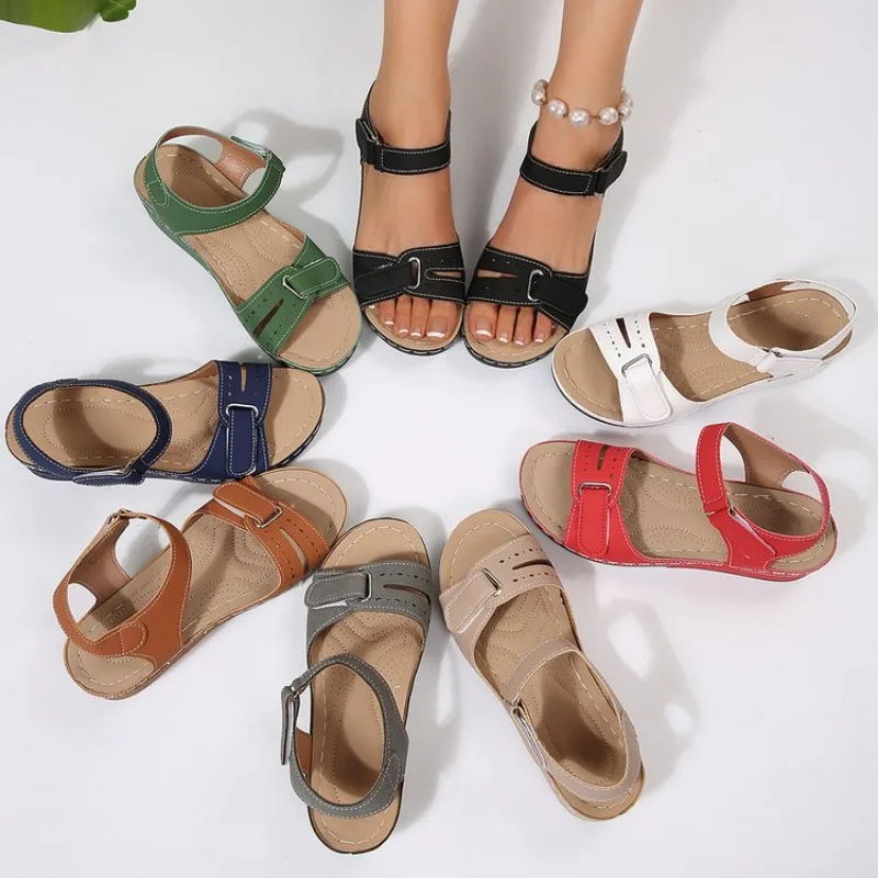 Sandales compensées pour femme - Velcro Hook Loop avis et prix